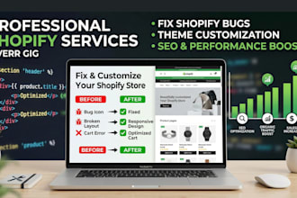 fix shopify store bug errors theme customization, liquid coding shopify site SEO