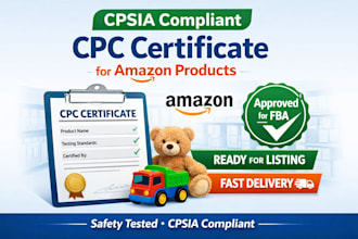 provide CPC certificate as per cpsia standards for amazon products