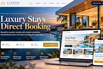 design luxury airbnb website direct booking vacation rental host booking website