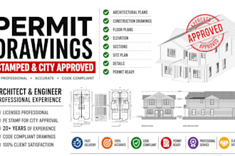 create stamped architectural permit drawings for city approval