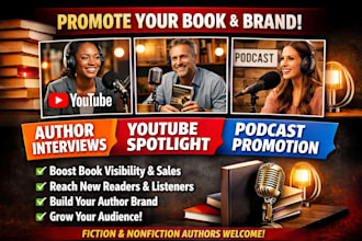 youtube author interview, author podcast promotion, author spotlight
