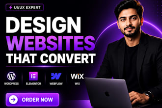 design website in wordpress, webflow, wix, shopify, framer best web designer