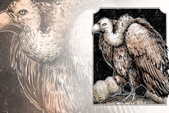 create lino cut vintage illustration