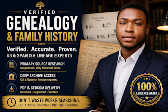 perform US and spanish genealogy research and build family trees