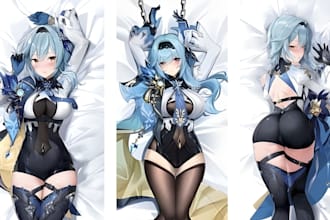 draw custom anime dakimakura body pillow waifu, vtuber art in unique anime style