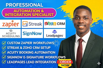 integrate zapier automation streak zoho CRM aacuity scheduling signnow leadpages