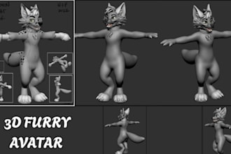 do custom furry vtuber model, vrchat avatar, 3d nsfw model