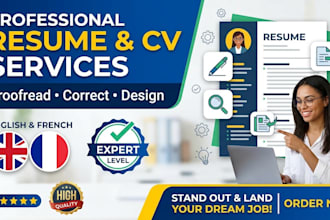 proofread correct and design resume or cv in english or french