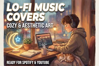 create a cozy aesthetic cover for your lo fi music