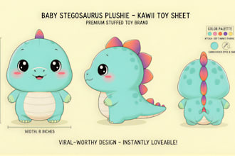 design custom plushie stuffed animal reference sheet character ych concept art