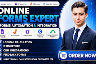 create jotform, google form, cognito form, typeform, surveymonkey integration