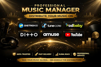 distribute music on distrokid, tunecore, cdbaby, ditto, amuse, youtube