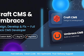 design, develop and fix craft cms or umbraco cms website as full stack developer