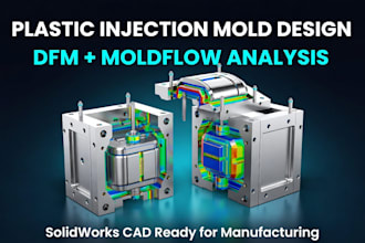 design plastic injection mold with dfm and moldflow analysis in solidworks