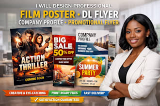 design professional film poster, dl flyer, company profile, promotional flyer