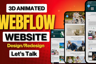 design interactive 3d animated webflow website with smooth animations