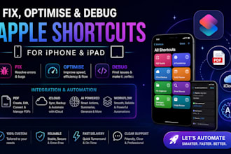 fix, optimise debug apple shortcuts for iphone, ipad, PDF, icloud ai integration