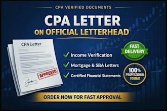 write CPA letter on CPA letterhead for income verification mortgage or sba