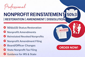 dissolve nonprofit amend nonprofit document tax exemption reinstate 501c3 1023ez
