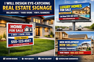 design real estate billboard yard sign signage signboard and vinyl banner