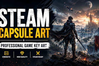 design steam capsule art, steam game cover art, banner, storefront capsule art