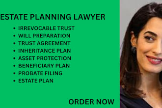 create irrevocable trusts, probate filings, wills, and estate planning documents