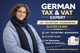 do german tax return, vat, income tax, corporate tax and  bookkeeping via elster