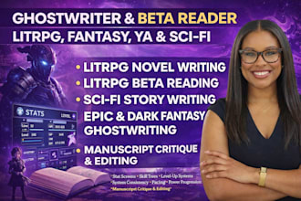 ghostwrite and beta read your litrpg, progression fantasy, ya or sci fi novel