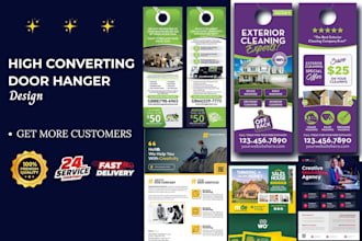 design high converting door hanger for cleaning, lawn care, real estate business