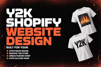 design y2k shopify store, streetwear clothing brand website, fashion store