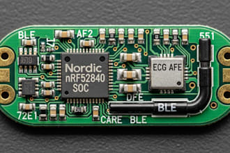 design miniature medical wearable pcb with nrf52840, ecg afe ble