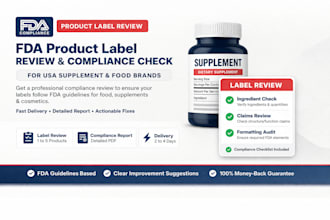 do fda product label review and compliance check for USA supplement, food brands