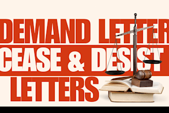 draft professional cease and desist letter or demand letters for legal issues