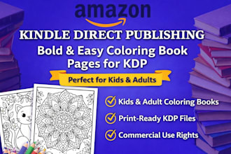design bold and easy coloring book and adult coloring book for KDP