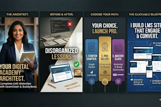 develop wordpress elearning website, lms with learndash, buddyboss, tutor lms