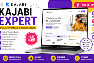 design kajabi website, online course, kajabi sales funnel and email automation