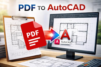 convert PDF or sketch to autocad drawing fast