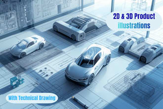 draw professional 2d, 3d product illustration and technical drawing