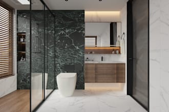 create realistic 3d bathroom interior design