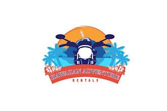 do tropical island themed logo for a hawaii rental company