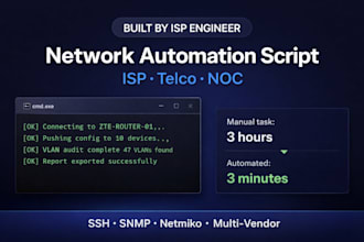 build a python network automation script for isp, telco and noc operations