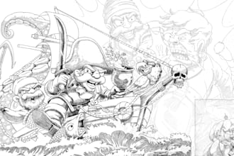 create grayscale line art illustration