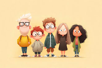 draw a cute and funny cartoon illustration