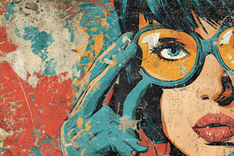 draw vintage illustration, distressed retro or comic art