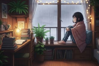 draw aesthetic lofi girl character art illustration cozy lofi loop animation gif