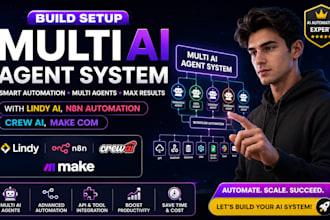 build setup multi ai agent system with lindy ai, n8n automation crew ai make com