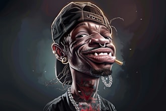create cover art album caricature cartoon hip hop rap music