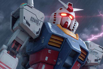 create retro mecha or scifi gundam art