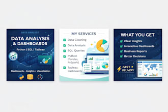 do data analysis using python, sql, tableau and create dashboards