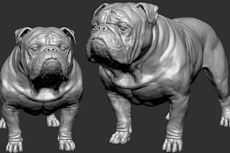 sculpt realistic 3d dog model creature design pet portrait zbrush stl 3d print